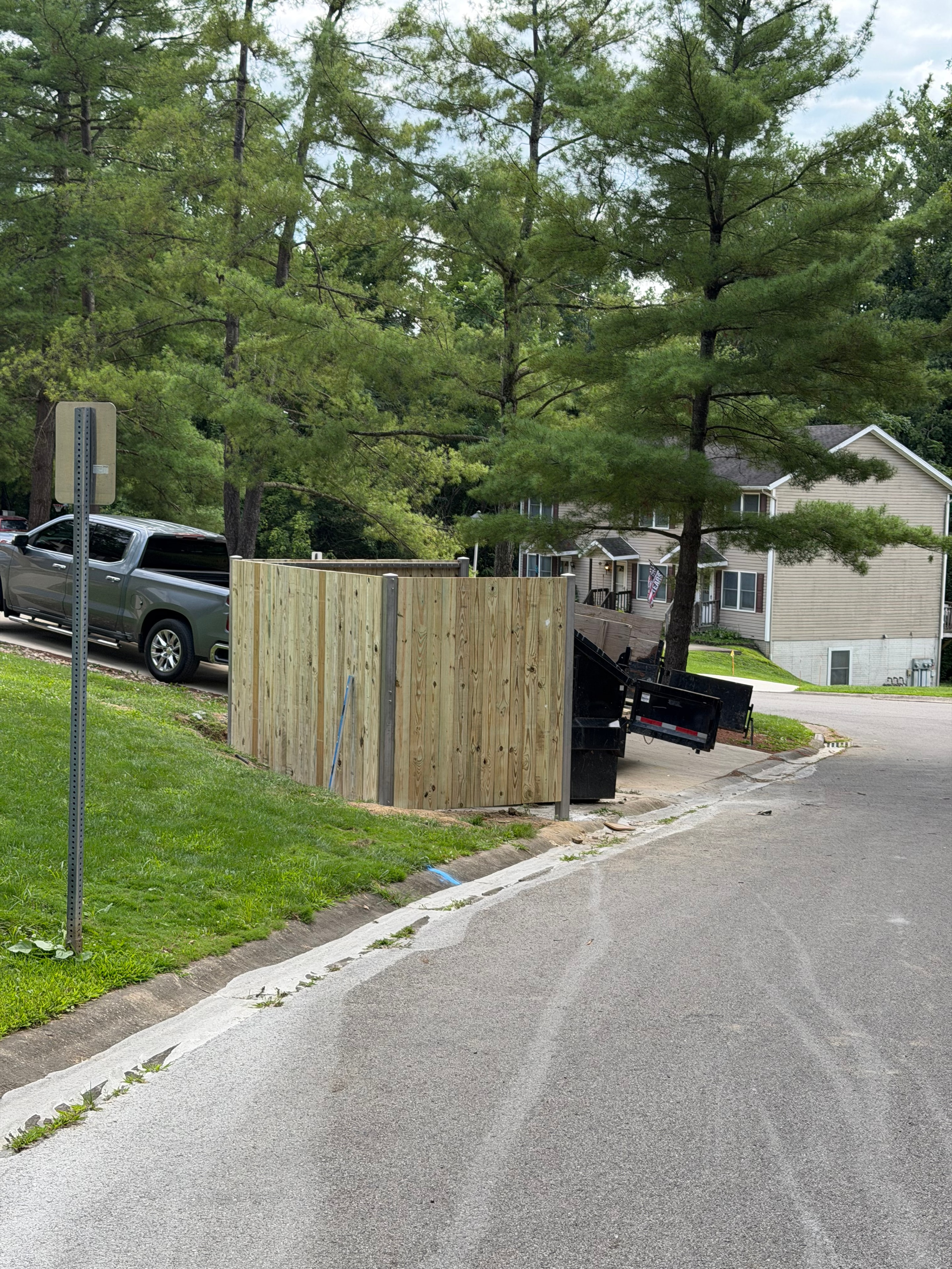 Trash enclosure steel post frame construction